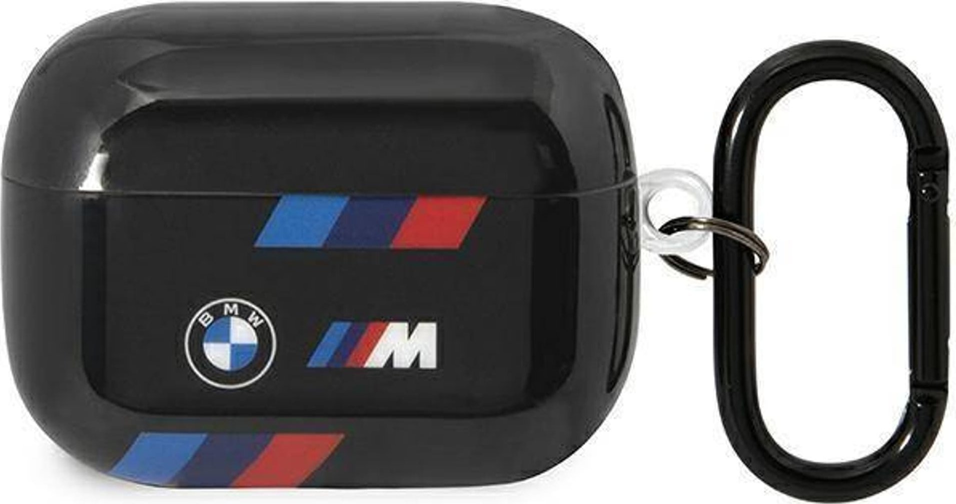 Rast mbrojtës BMW M Series Tricolor me unazë për AirPods Pro 2, i zi