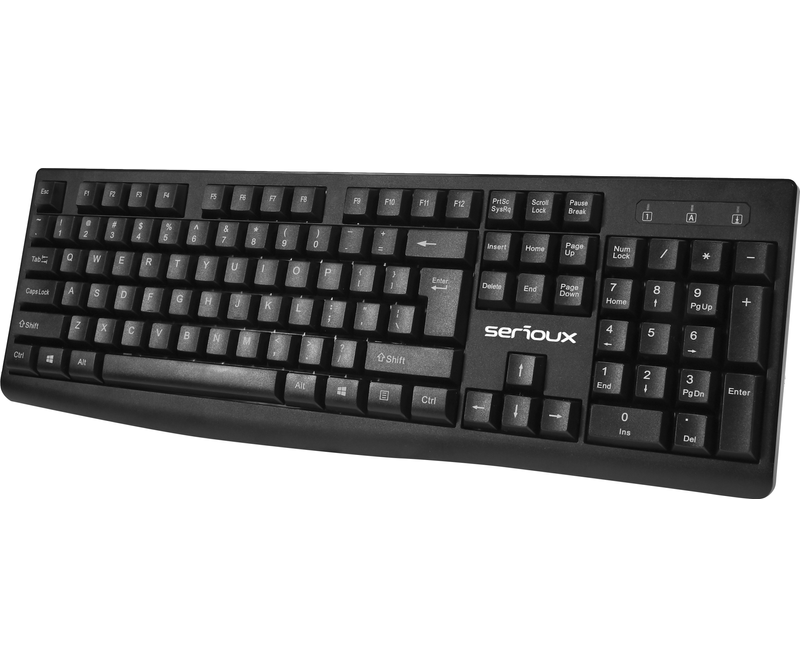Set tastierë dhe maus Serioux SRXK-SKBM996WD, me kabllo USB, DPI 800-1600, i zi