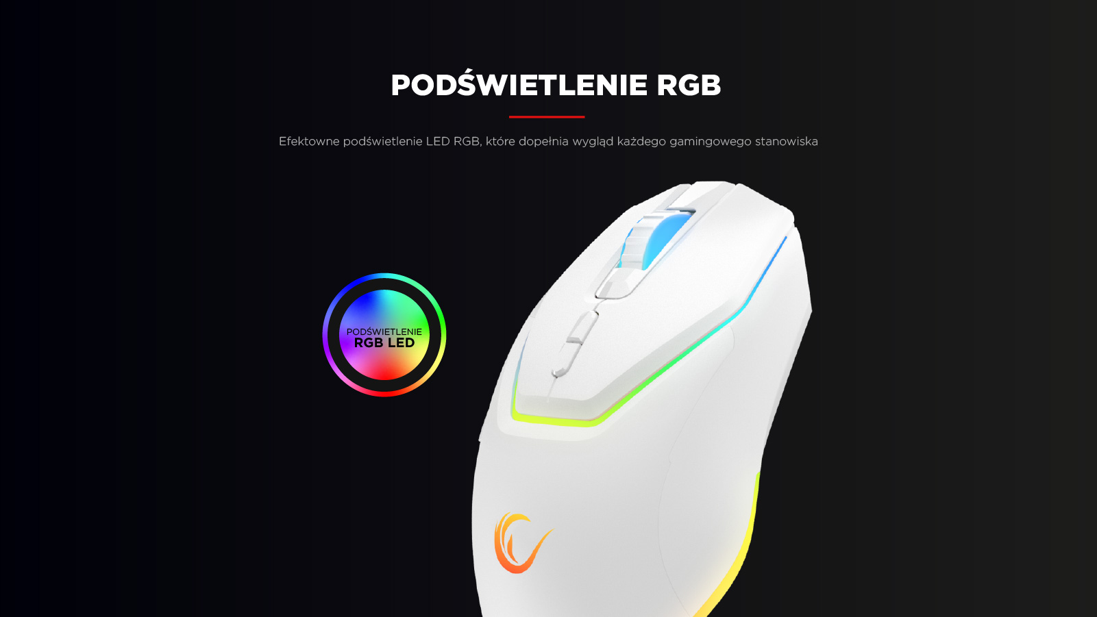 Maus gaming Rampage Vortex M1, wireless, RGB, i bardhë