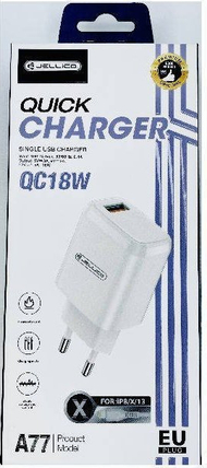 Karikues muri JELLICO A77, 22.5W QC3.0, 1xUSB me kabllo Lightning, i bardhë