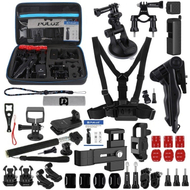 Set aksesorësh Puluz 43 në 1, për DJI Osmo Pocket dhe GoPro, me kuti transporti, i zi