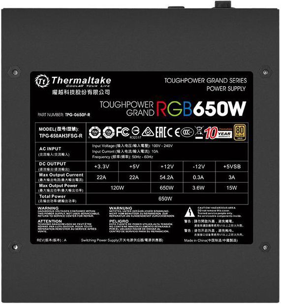 Burim energjie Thermaltake Toughpower Grand RGB PS-TPG-0650FPCGEU-R ATX, 650W