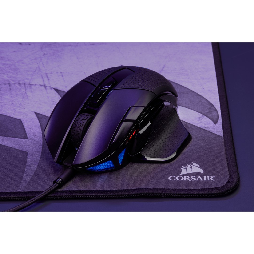 Гејминг глушец Corsair NIGHTSWORD RGB, со кабел, 18000 DPI, црн