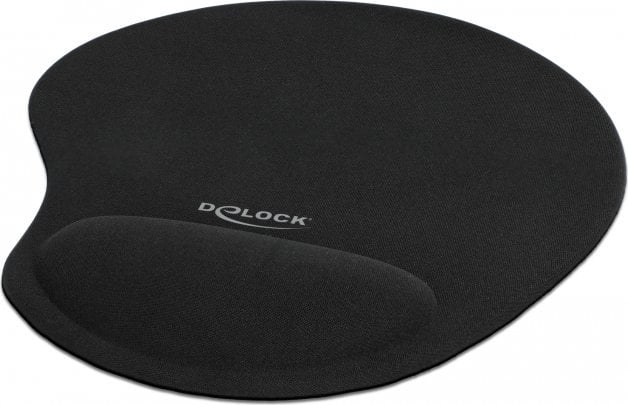 Mouse pad DeLOCK 12040, me mbështetje për kyç, i zi