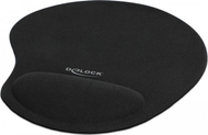 Mouse pad DeLOCK 12040, me mbështetje për kyç, i zi