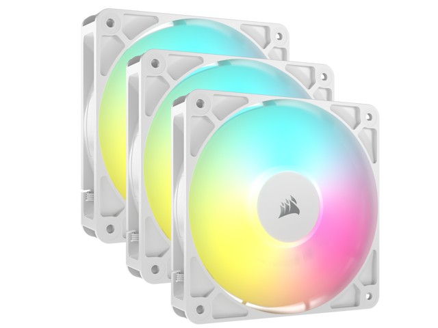Ventilatorë PC Corsair RS120 ARGB, 120mm PWM, set 3 copë, të bardhë