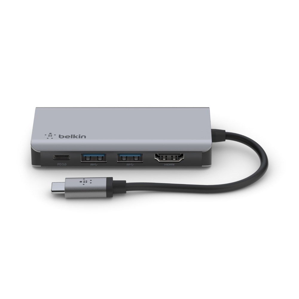 USB Hub Belkin, 4 porte, USB-C, HDMI 4K, e hirtë