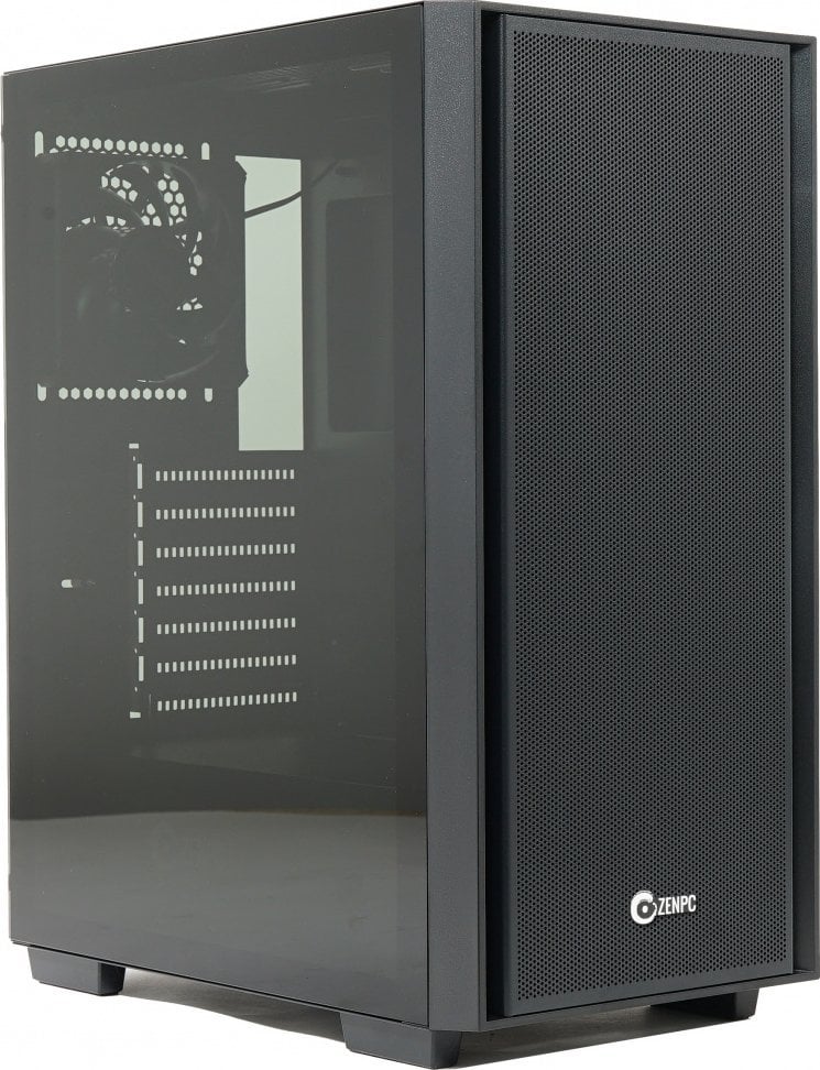 Kutia e kompjuterit ZenPC Flow TG, Midi Tower, 4x fan P12 PWM ARGB, e zezë