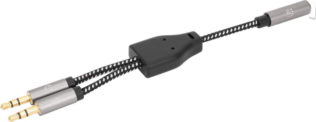 Kabllo adapteri për kufje Ugreen, 3.5mm audio dhe mikrofon, Y-splitter, e zezë argjendi