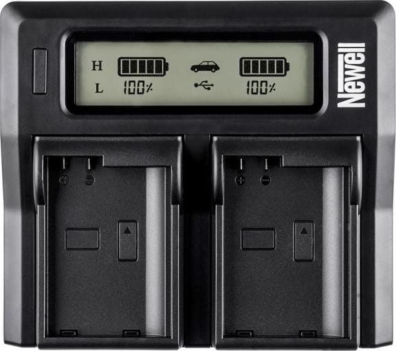 Karikues dykanalësh për kamera Newell DC-LCD, për bateri NP-F NP-FM, me ekran LCD