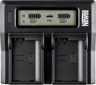 Karikues dykanalësh për kamera Newell DC-LCD, për bateri NP-F NP-FM, me ekran LCD