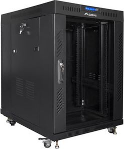 Kabinet rrjeti Lanberg Standing 19" 15U, deri 800kg, me ventilatorë, i zi