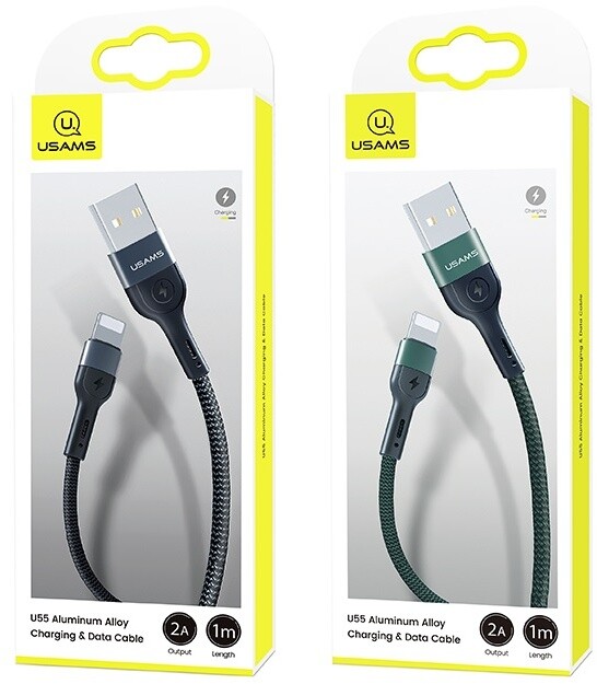 Kabllo për karikim dhe të dhëna USAMS US-SJ448 U55 lightning, 1m, e zezë