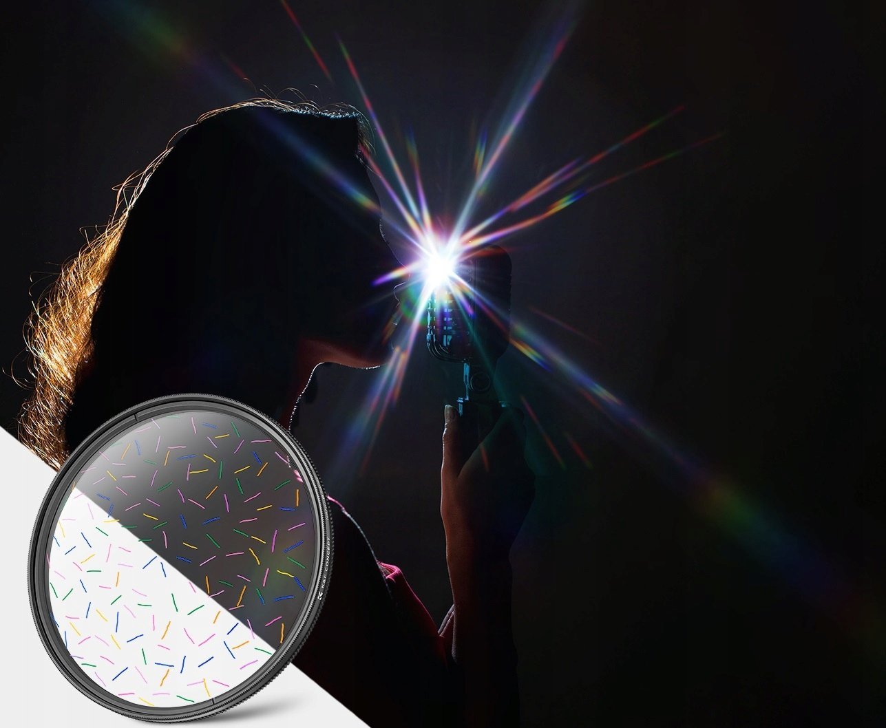 Filtër fotografik K&amp;F Concept StarLight Glare Rainbow Flares NANO-B MRC 62mm, shumëngjyrësh