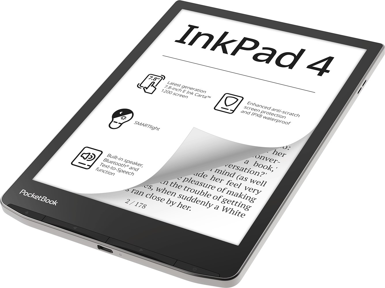Lexues elektronik PocketBook Inkpad 4, 7.8", memorie e zgjerueshme, i zi