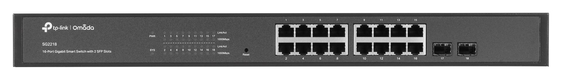 Switch rrjeti TP-Link Omada, 16 porta Gigabit, 2 slote SFP, gri