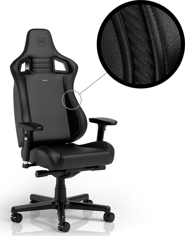 Karrige gaming noblechairs EPIC Compact, mekanizëm sinkron, lëkurë PU, e zezë karbon