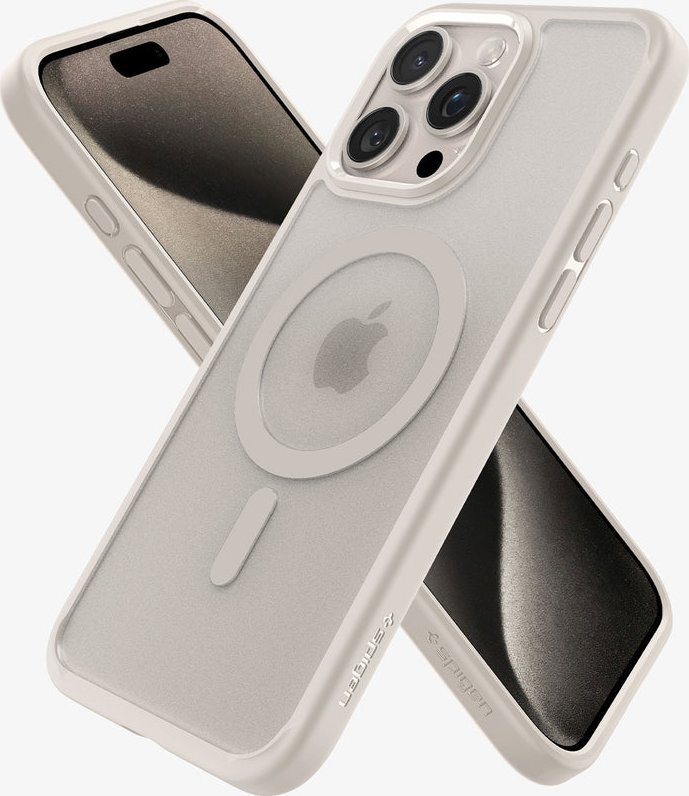 Mbrojtëse telefoni Spigen Ultra Hybrid Mag MagSafe për iPhone 15 Pro, Frost Natural Titanium
