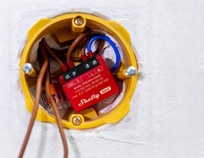 Ndërprerës i mençur Wi Fi Shelly 1PM Mini GEN3, matje energjie, 1 kanal