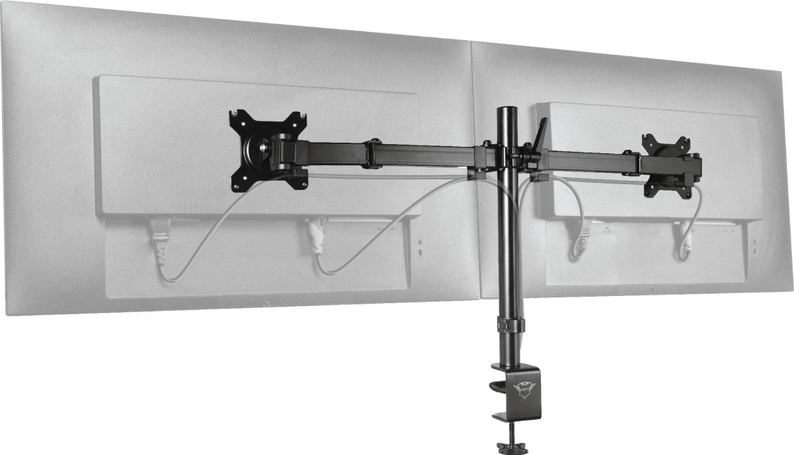 Mbajtëse tavoline Trust GXT 1120 Mara Dual, për 2 monitorë deri 32", VESA 75 100, e zezë