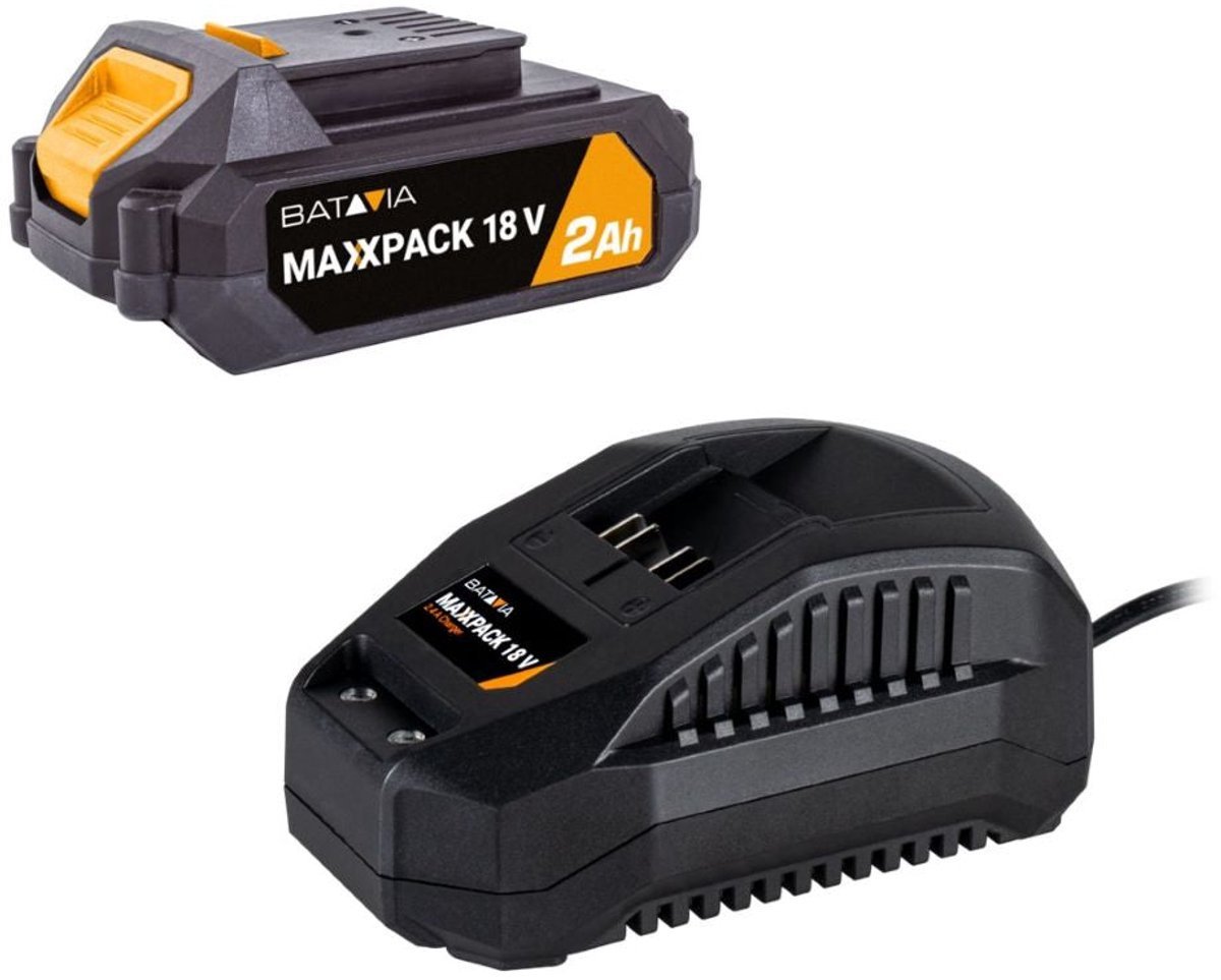 Set bateri dhe karikues Batavia Maxxpack 18V, 2.0Ah, 2.4A, i zi