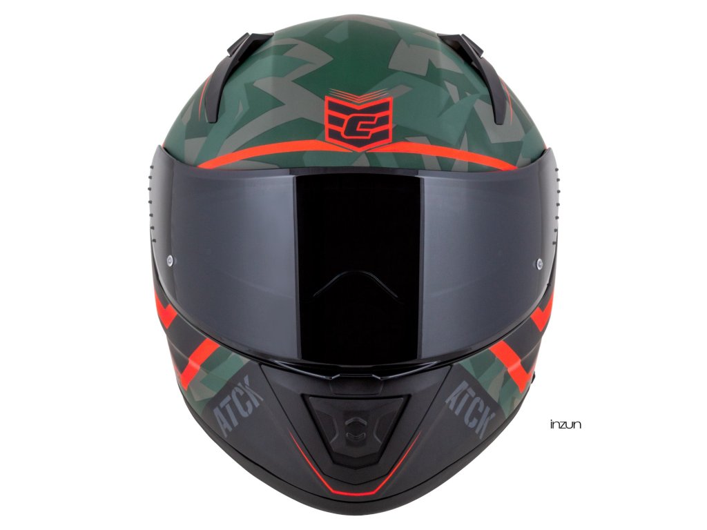Kaska moto CASSIDA Aero ATCK 2026, integral, ECE 22.06, kamuflazh jeshile e zezë gri portokalli