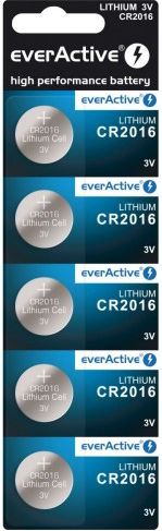 Set baterish everActive CR2016, 3V, 75 mAh, 5 copë