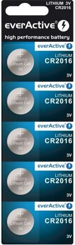 Set baterish everActive CR2016, 3V, 75 mAh, 5 copë