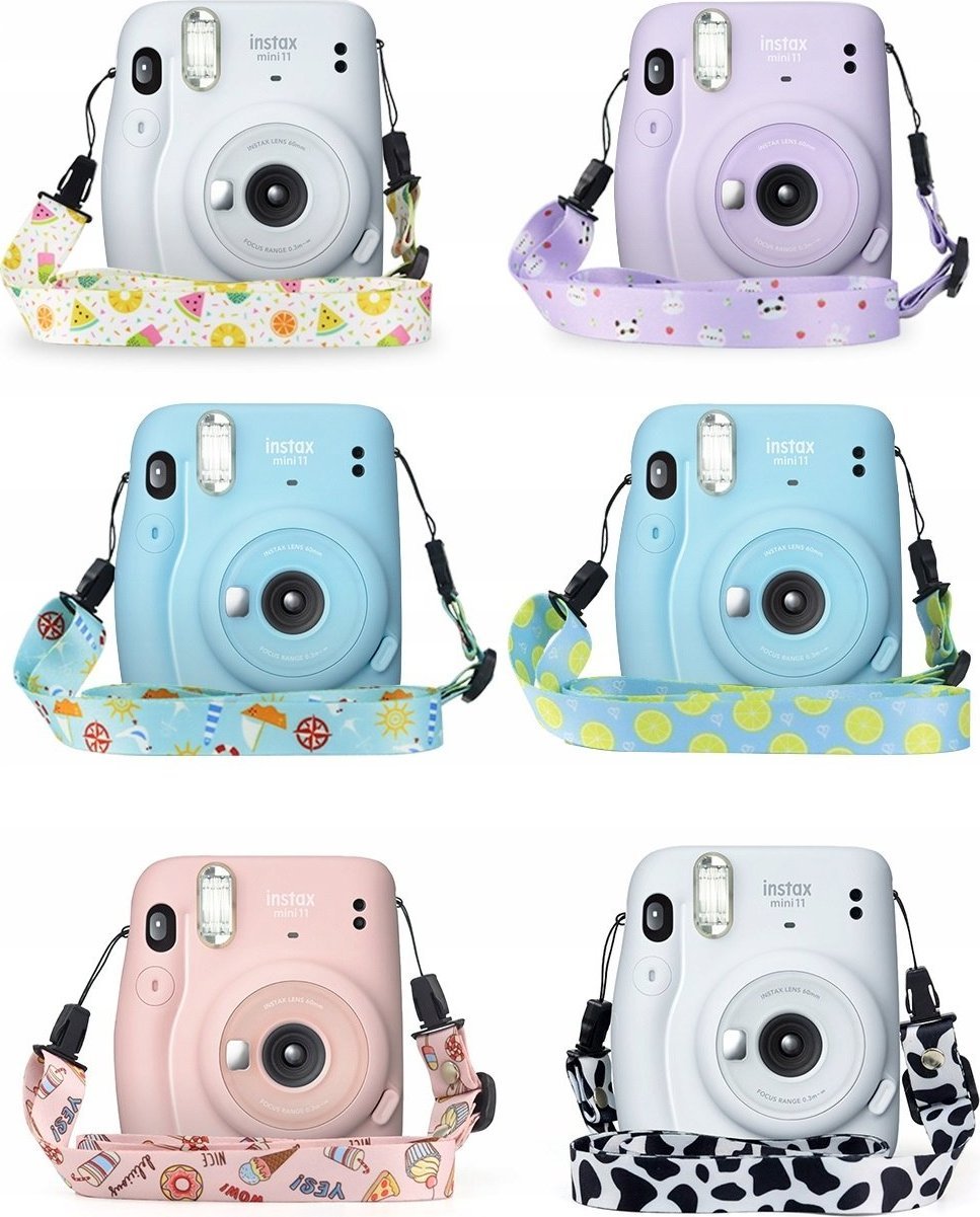 Rrip qafe LoveInstant Universal për kamera Fujifilm Instax Mini, 110cm, dizajn Little Cow, bardh e zi