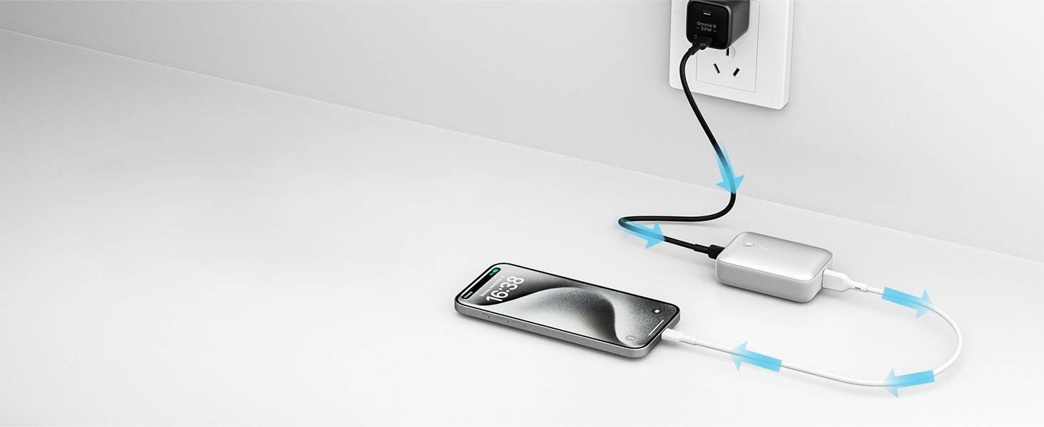 Надворешна батерија Aukey Spark Mini, 10000mAh, 20W USB C USB A, бела