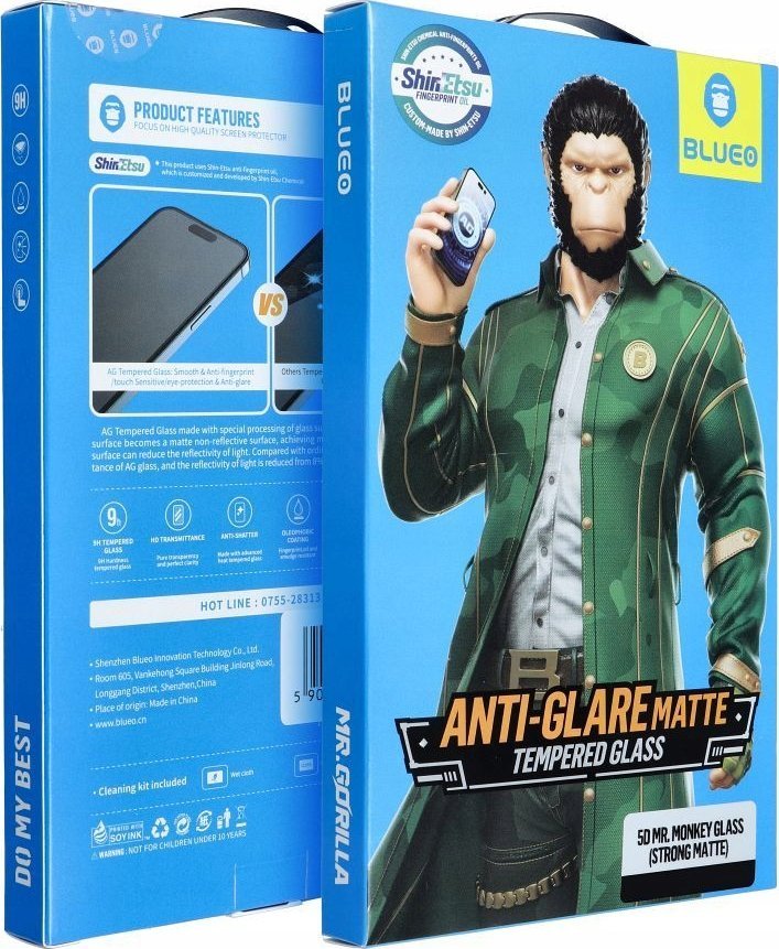 Mbrojtës ekrani Mr. Monkey 5D për Apple iPhone 16 Pro, Strong Matte, i zi