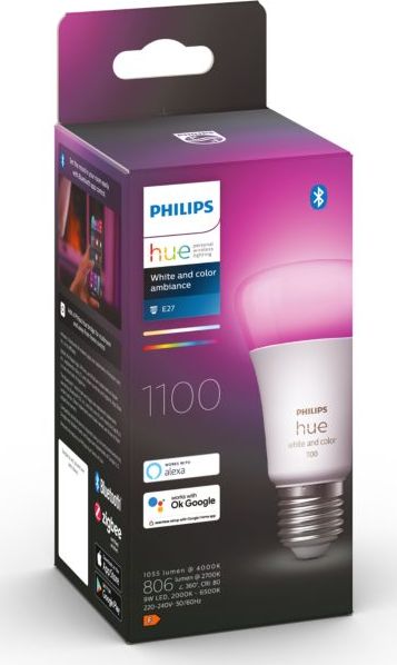 Llambë inteligjente Philips Hue White and Colour Ambiance E27 A60, 9W, 1100lm, e bardhë