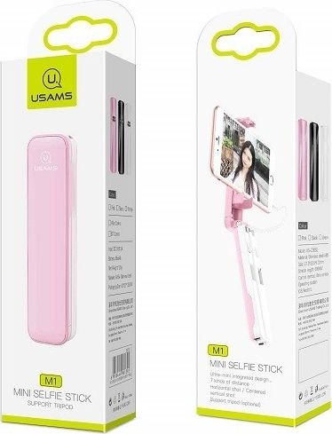 Selfie stick Usams M1 Mini US ZB052, 3.5 mm, 73 cm, rozë