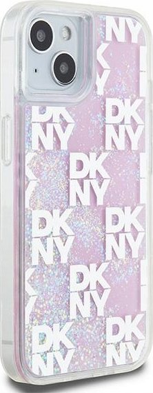 Mbrojtëse telefoni DKNY Liquid Glitter Multilogo, për iPhone 15 14 13, TPU PC, rozë