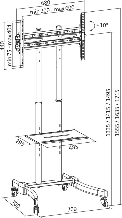 Qëndrim dyshemeje për TV LogiLink BP0026, 37" 70", deri 40kg, i zi