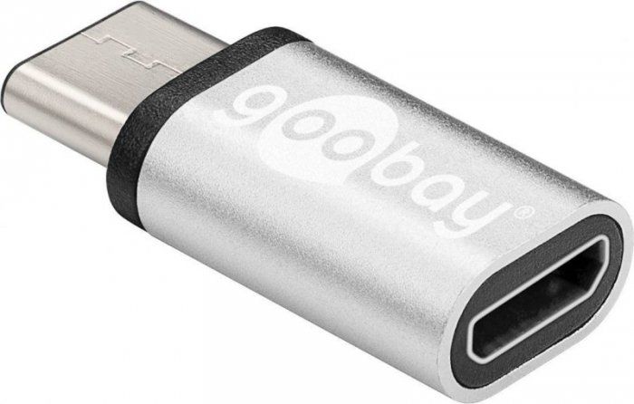 Adapter USB Goobay, USB C në microUSB, i argjend