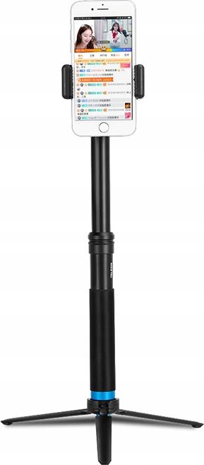 Selfie stick trekëmbësh Telesin GP-MNP-090-S, 20-90cm, për kamera sportive, i zi