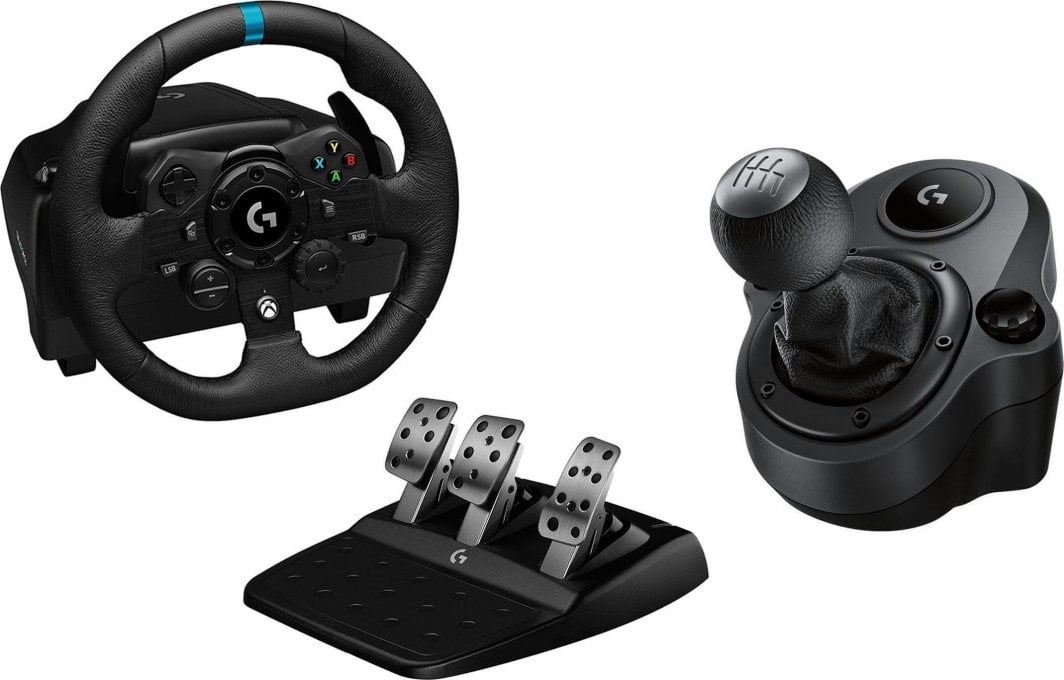 Set vozitjeje (timon, ndërrues shpejtësish dhe pedale) Logitech G923 për Xbox Series X / S / One / PC, i zi