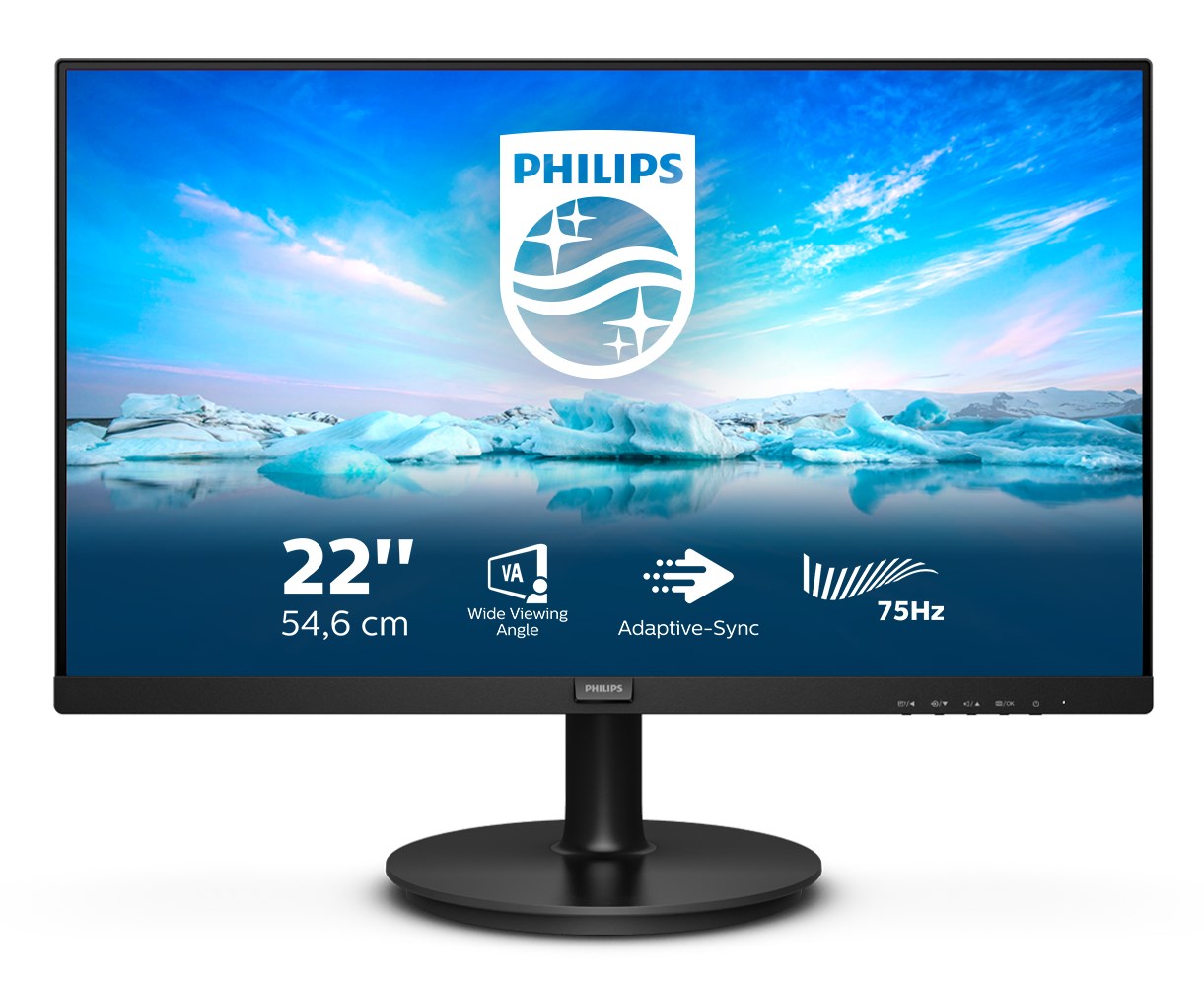 Monitor LED Philips V-line 222V8LA, 22", Full HD, 75Hz, i zi