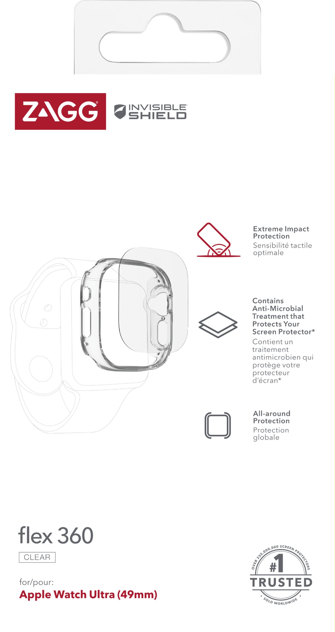 Mbrojtëse InvisibleShield Flex 360 për Apple Watch Ultra 49mm, set mbrojtës ekran dhe kornize, transparente