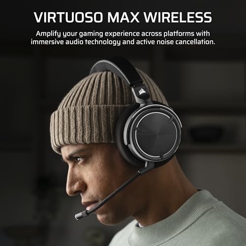 Kufje gaming CORSAIR VIRTUOSO MAX, wireless, Dolby Atmos, Carbon