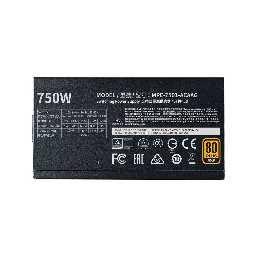 Burim energjie Cooler Master MWE Gold 750 - V2, 24-pin ATX, 750 W