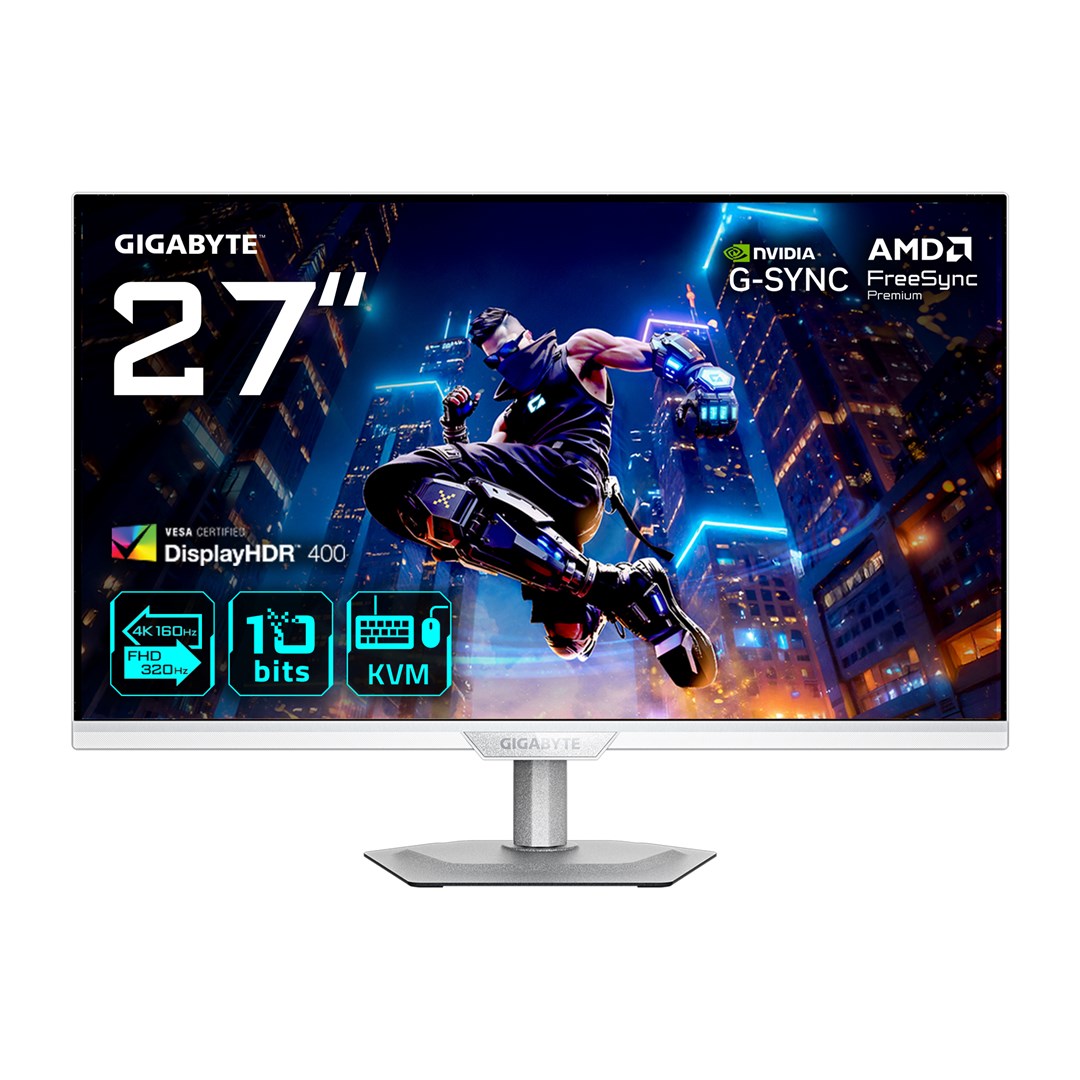 Monitor GIGABYTE M27UP ICE, 27”, 4K 160Hz/FHD 320Hz Dual Mode, i bardhë