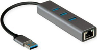 USB hub me docking Roline 27090C, 4 porta USB 3.0, Gigabit Ethernet, gri