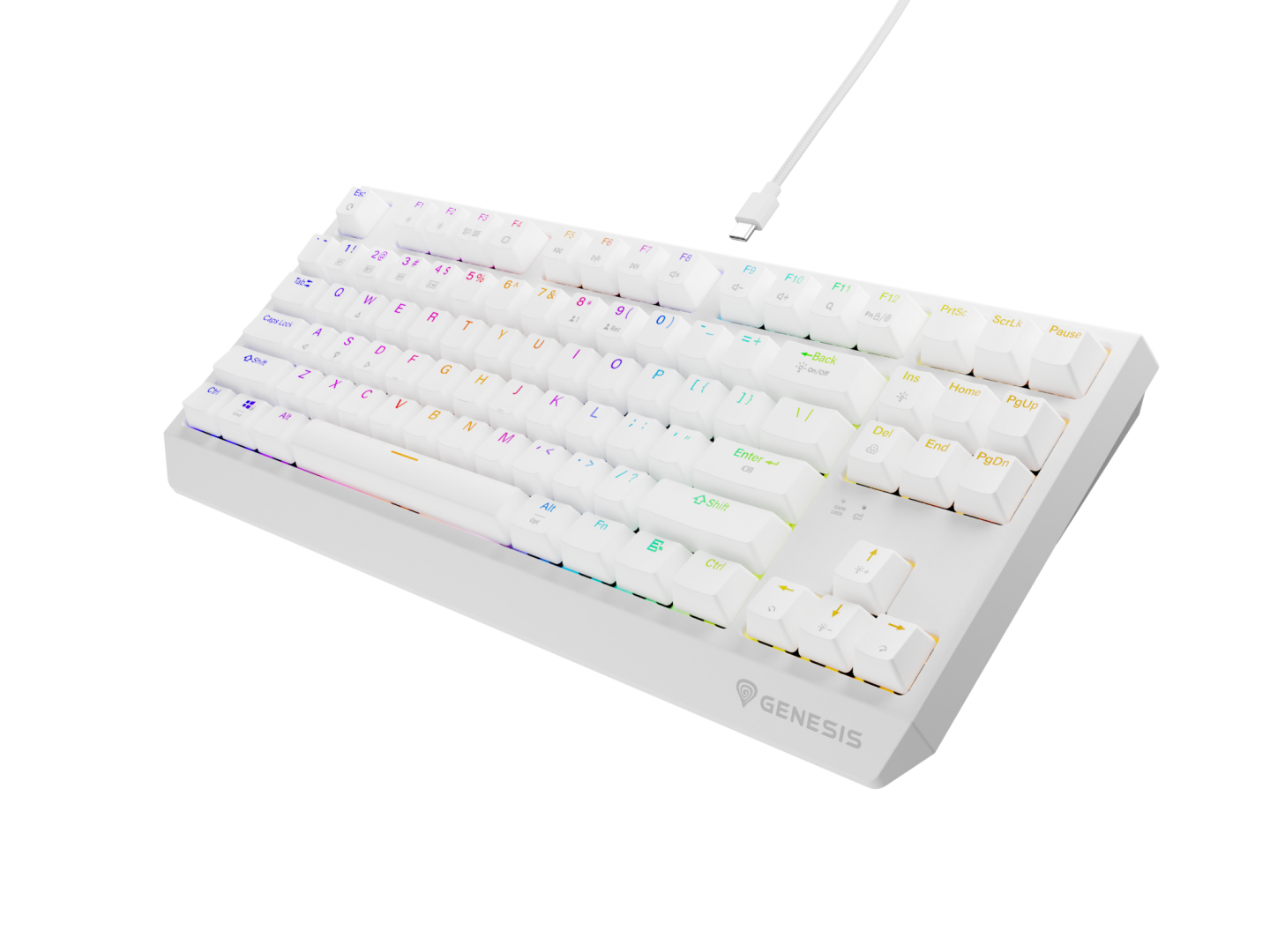 Tastierë wireless mekanike Genesis Thor 230 TKL, RGB, Outemu Red, e bardhë