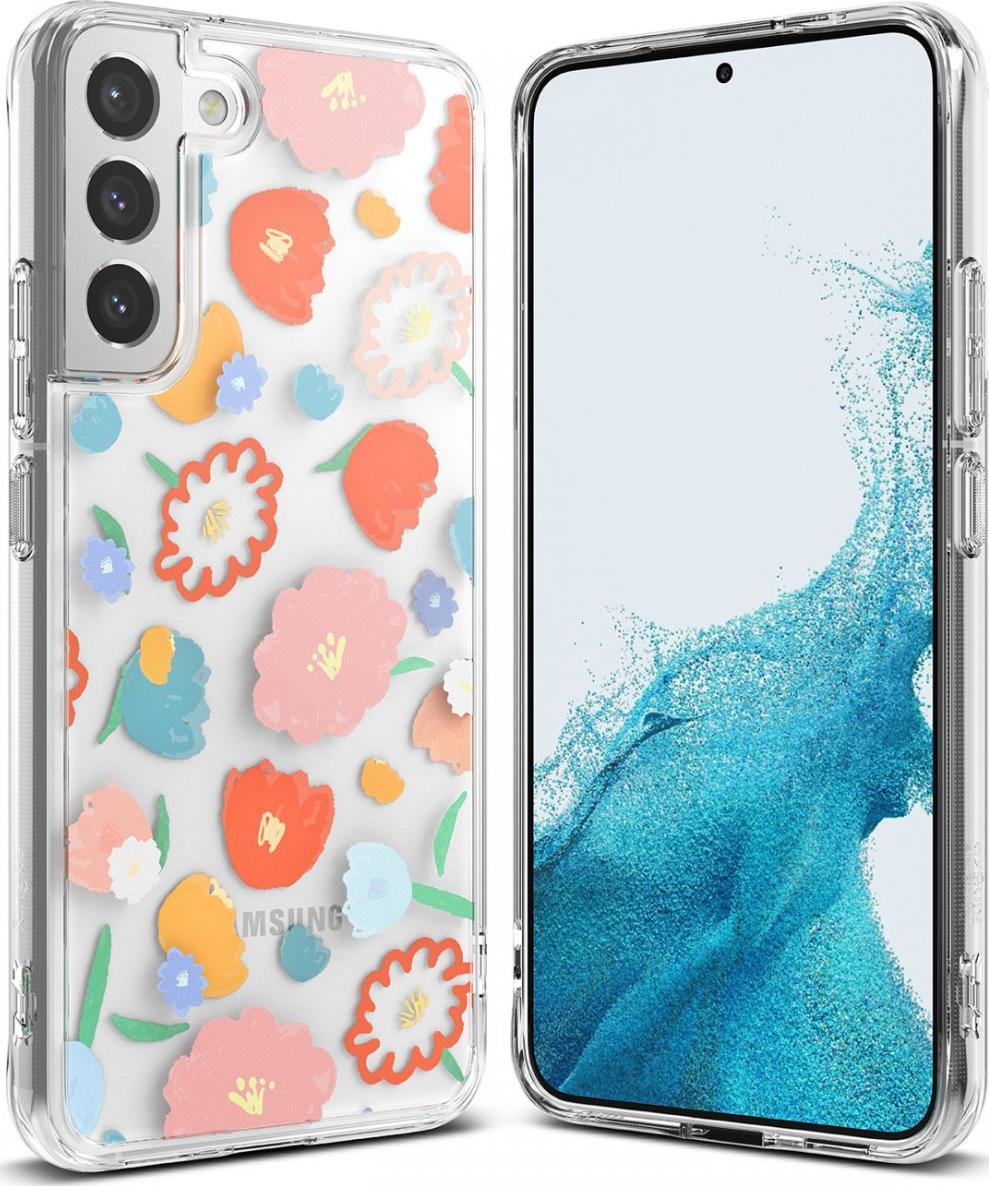 Mbështjellës telefoni Ringke Fusion Design, Samsung Galaxy S22 Plus, xhel TPU, transparent me lule