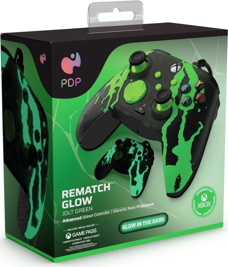 Kontroller PDP XS Rematch, me kabllo, i zi / i gjelbër