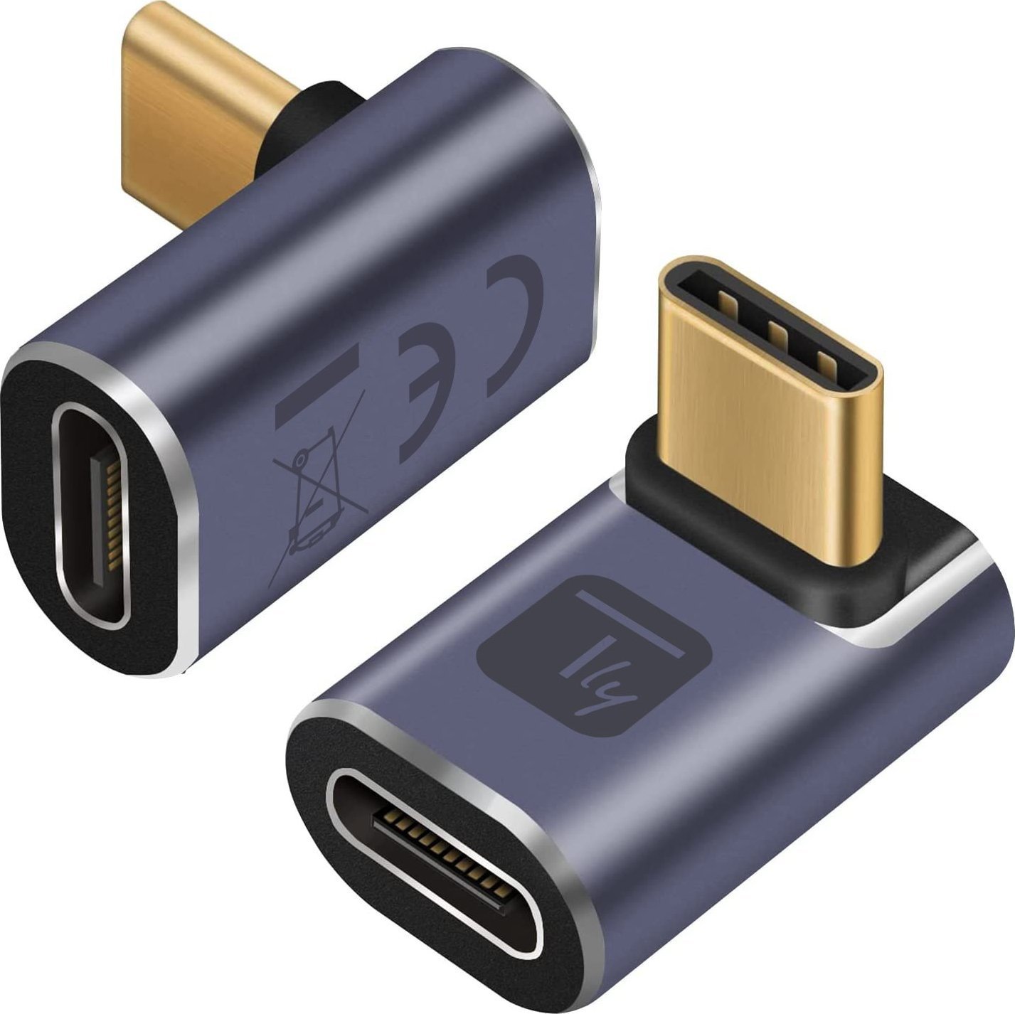 Adapter këndor USB C Techly IADAP USB4C-40G, USB 4.0, gri