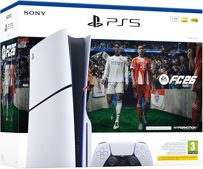 Konzolë Sony Play Station 5 Slim Blu-Ray + EA Sports FC 26, 1TB SSD, e bardhë/zezë