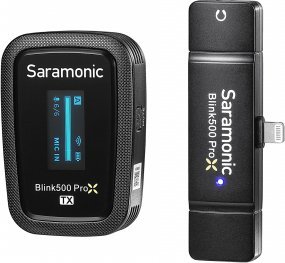 Sistem mikrofoni pa tela Saramonic Blink500 Pro XB3 2023, për iPhone Lightning, me kutí karikimi, i zi